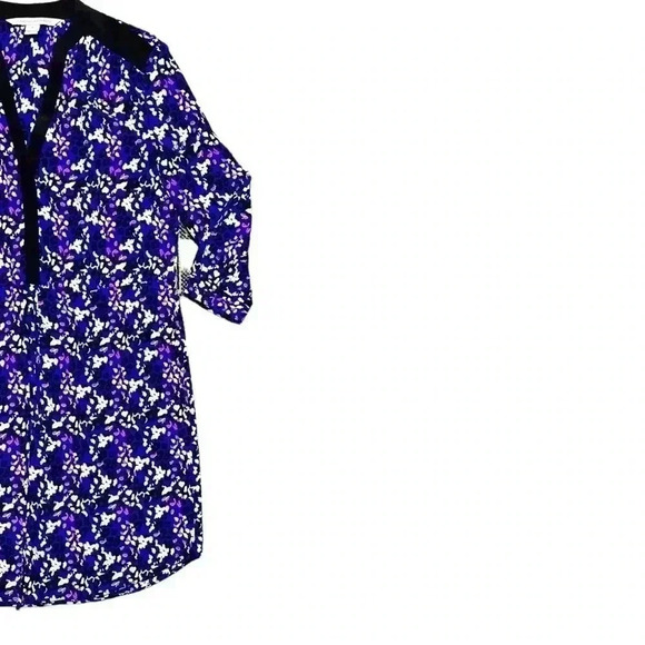 Diane von Furstenberg DVF Silk Tie Waist Dress 0 Mid Length Blue Floral Pockets - Picture 3 of 5